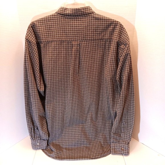 Eddie Bauer Heavy Cotton Long Sleeve Button Down Brown Plaid Shirt Men 2XL/T - Picture 6 of 8